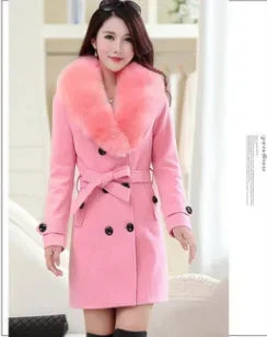 Trendy Wool Double Breasted Coat With Belt