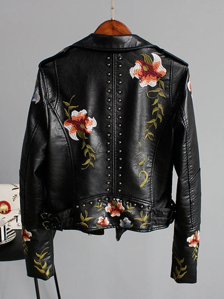 Trendy  Faux Leather Floral Print Jacket - TrendsetterbyTracy Boutique
