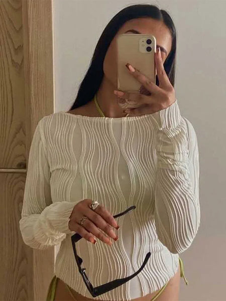 Trendy Ruched Long Sleeve Blouse