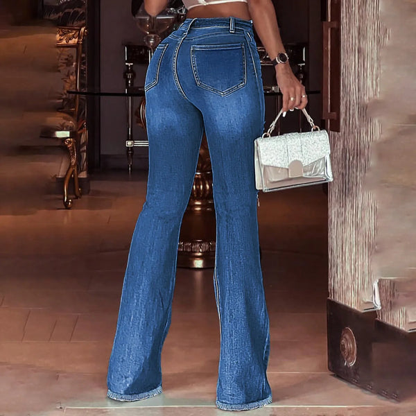 Womens Jeans Retro Solid Color High Waist Stretch Denim Pants Sexy Design Jeans Fashion Streetwear Daily Female Elastic Trousers
