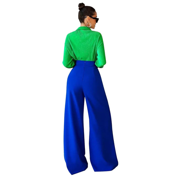 Trendy Wide Leg Asymmetric High Waisted Pants