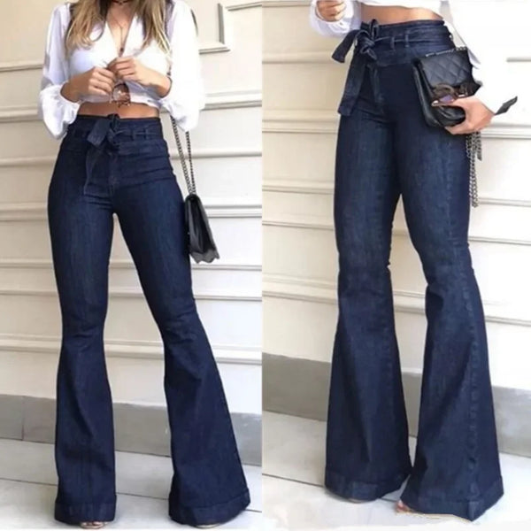 Trendy Solid Color High Waist Flare Pants With Belt - TrendsetterbyTracy Boutique