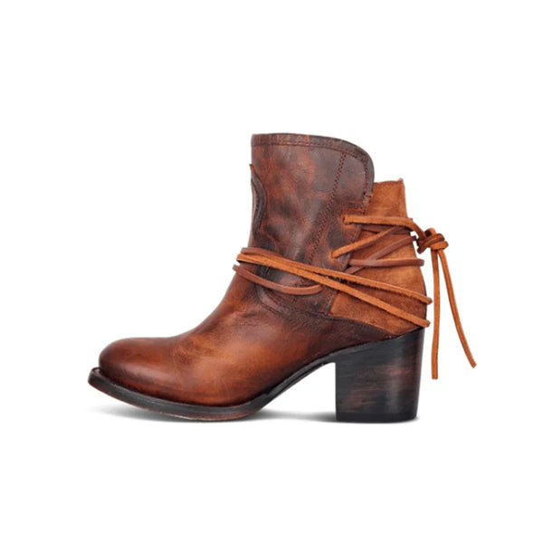 Trendy Vintage Chunky Lace Up Heels