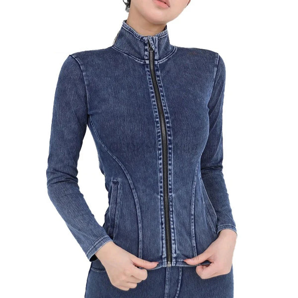 Trendy Stretchy Denim Long Sleeve Jacket - TrendsetterbyTracy Boutique