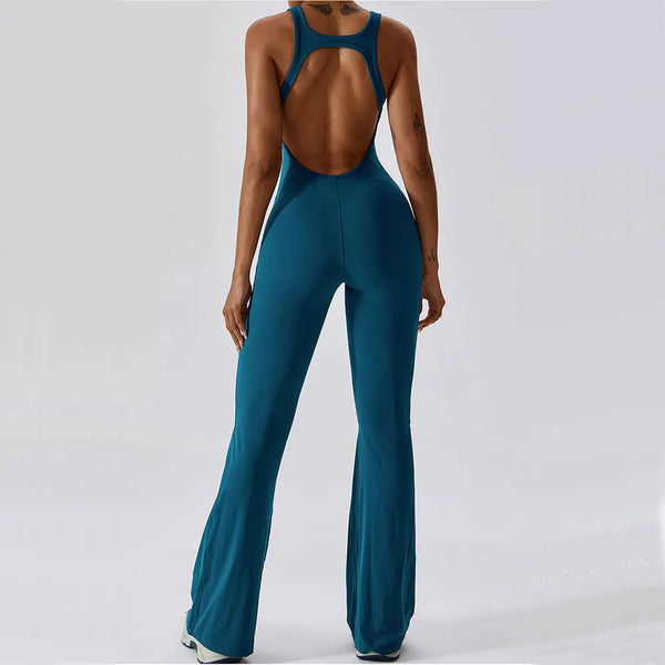Trendy Solid Yoga Spandex Jumpsuit