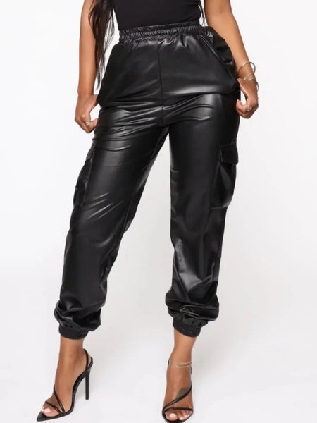 Trendy Casual Faux Leather Loose Jeggings