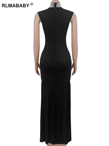 Trendy Fashion Pearl Ruched Black Formal Dress