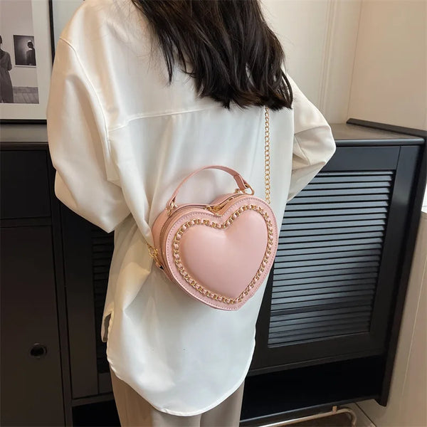 Trendy Fashion Leather Heart Shape Crossbody Bags
