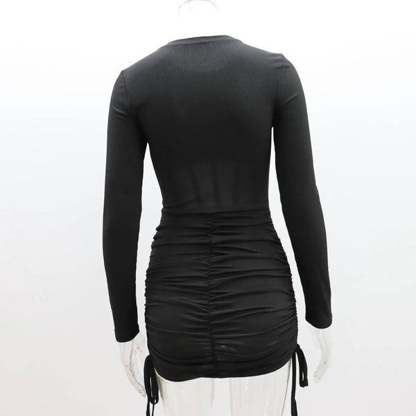 Trendy Mesh Fringed Mini Party Dress