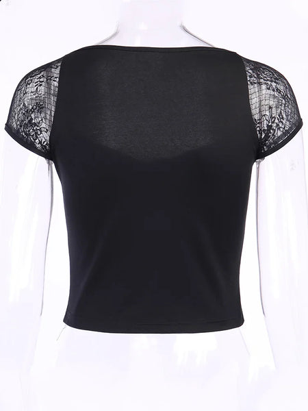 Trendy Bandage Lace Gothic Corset blouse