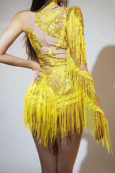 Trendy Rhinestone Fringe Party Dress