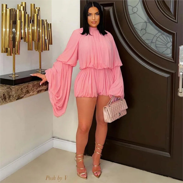 Trendy Draped Ruffled Two Piece Short Set