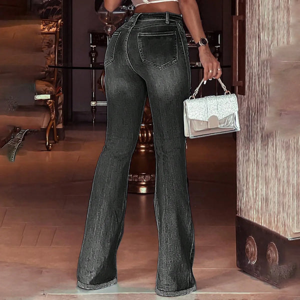 Womens Jeans Retro Solid Color High Waist Stretch Denim Pants Sexy Design Jeans Fashion Streetwear Daily Female Elastic Trousers