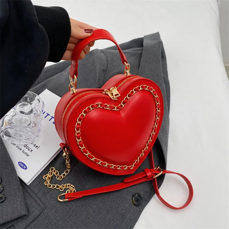 Trendy Fashion Leather Heart Shape Crossbody Bags