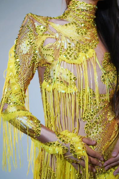 Trendy Rhinestone Fringe Party Dress