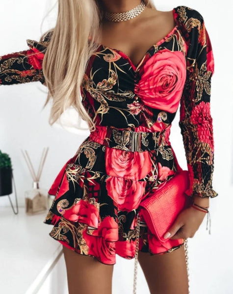 Trendy Red Floral Print Party Dress - TrendsetterbyTracy Boutique
