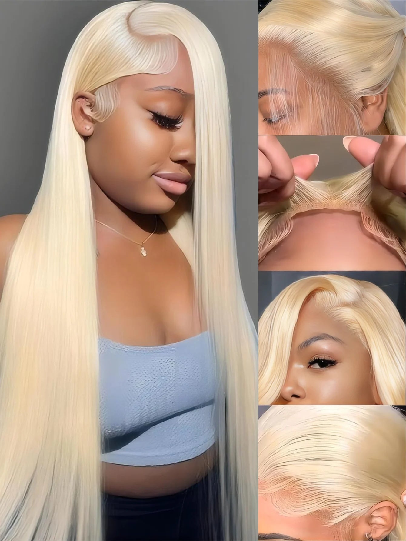 Trendy Platinum Blonde Fiber Hair Straight Lace Wig