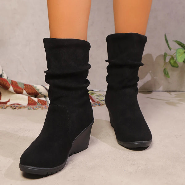 Trendy Casual Suede Wedge Boots