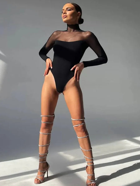 Trendy Mesh Transparent Long Sleeve Bodysuit - TrendsetterbyTracy Boutique