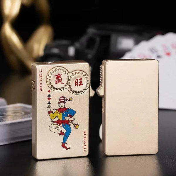 Trendy Stoner Butane Windproof Metal Playing Cards Lighter