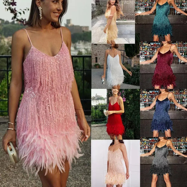 Trendy Fringed Tassel Mini Party Dress