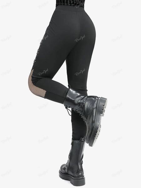 Trendy Gothic Mesh Black Fishnet Jeggings