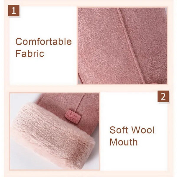 Trendy Cashmere Leather Touch Screen  Gloves - TrendsetterbyTracy Boutique