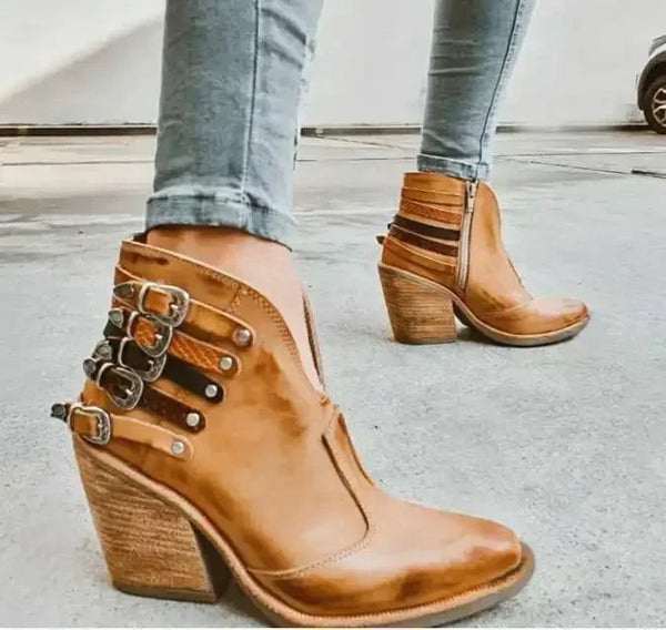 Trendy Waterproof Slip On Short Heel Boots