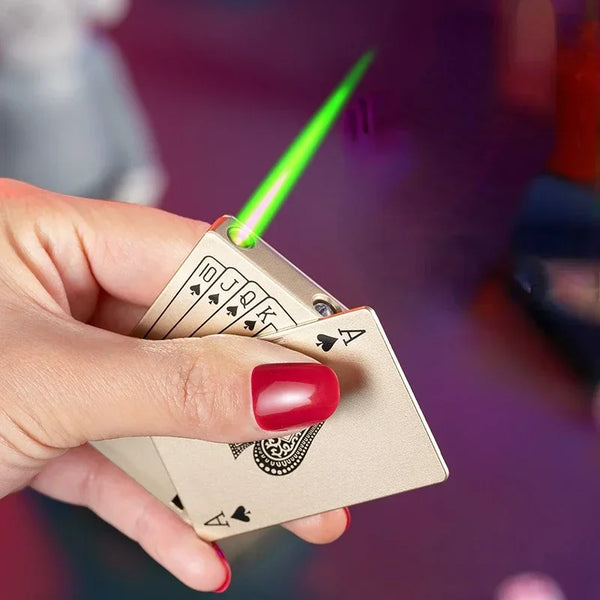 Trendy Stoner Butane Windproof Metal Playing Cards Lighter