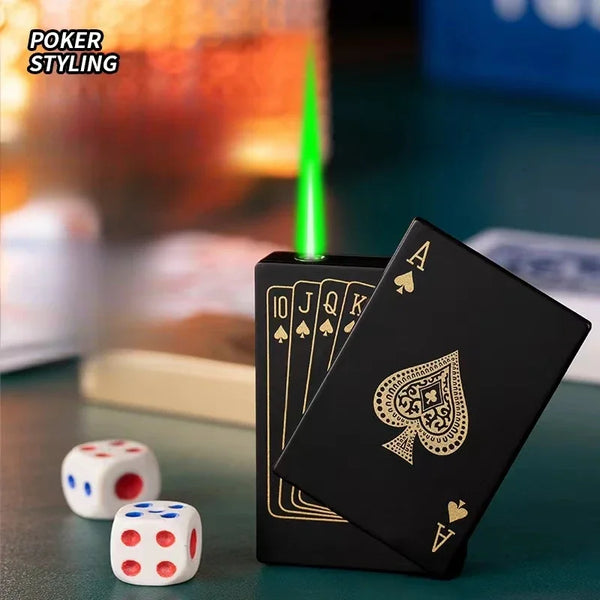Trendy Stoner Butane Windproof Metal Playing Cards Lighter
