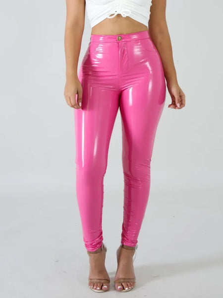 Trendy Latex High Waist Pants