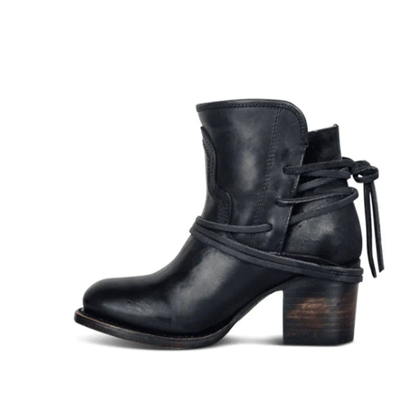 Trendy Vintage Chunky Lace Up Heels
