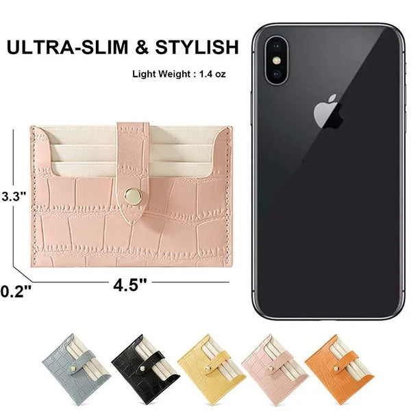 Trendy Small  Faux Leather  I.D. Card Holder