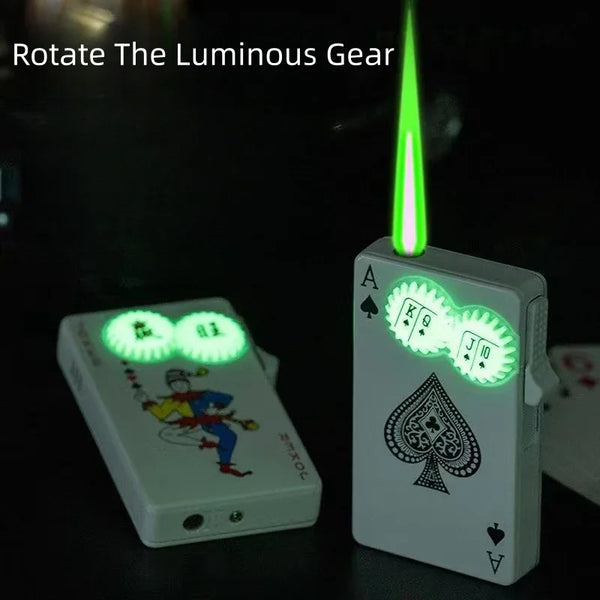 Trendy Stoner Butane Windproof Metal Playing Cards Lighter