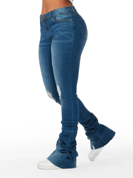 Trendy Ripped Denim Washed Scrounged Jeans