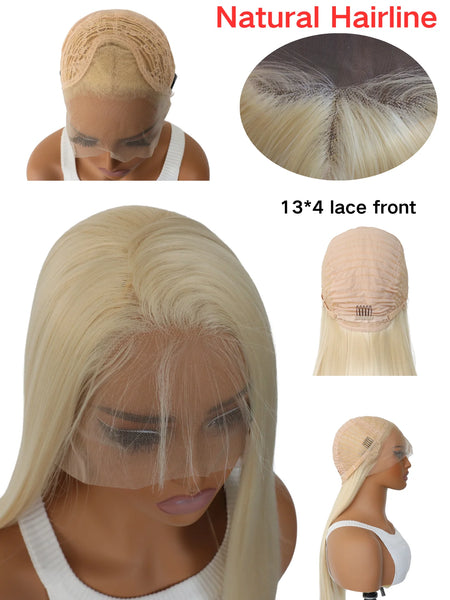 Trendy Platinum Blonde Fiber Hair Straight Lace Wig