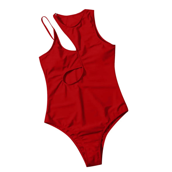 Trendy Hollow Out Camisole Solid Color  Swimsuit