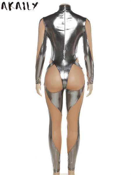 Trendy Patchwork Mesh Hollow Out Jumpsuit - TrendsetterbyTracy Boutique