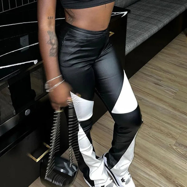 Trendy High Waist Black/White Fitted Jeggings