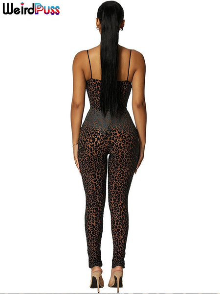 Trendy Leopard Print Sleeveless Backless Jumpsuit - TrendsetterbyTracy Boutique