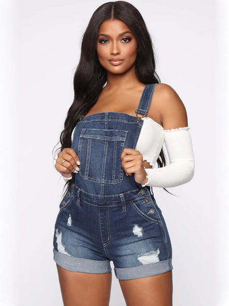 Trendy Ripped Overall Denim Stretch