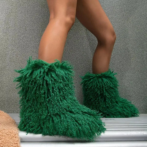 Trendy Teddy Bear Faux Wool Boots