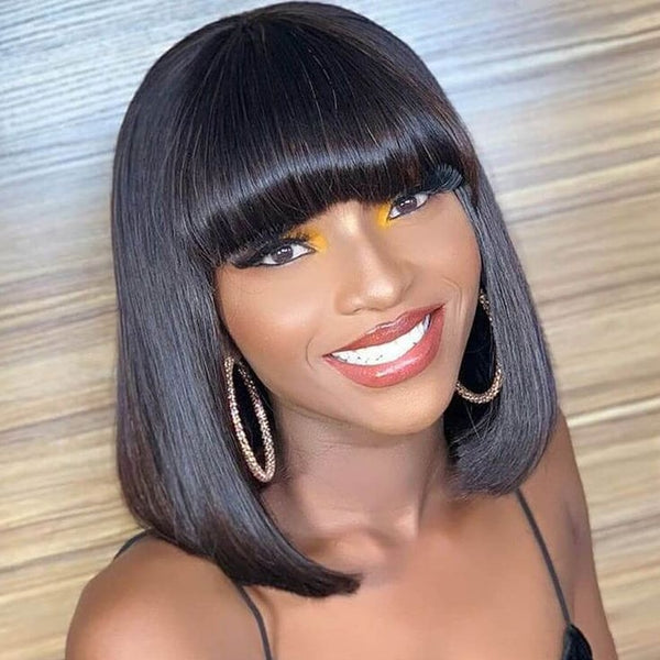 Trendy Bob With Bangs Human Hair Wig - TrendsetterbyTracy Boutique