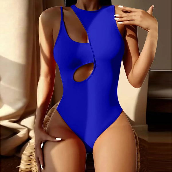 Trendy Hollow Out Camisole Solid Color  Swimsuit