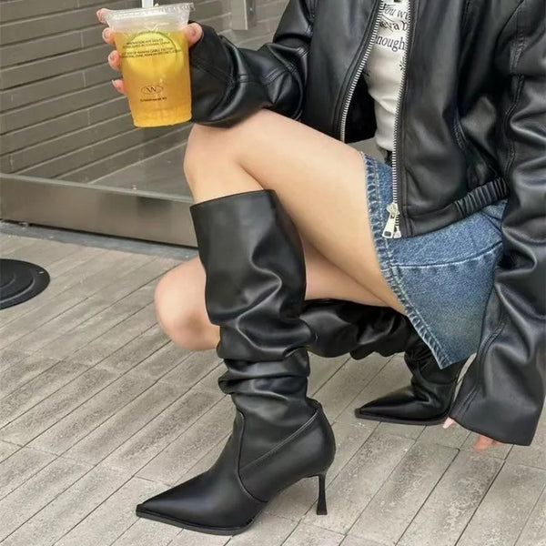 Trendy Knee High Pointed Toe Boots - TrendsetterbyTracy Boutique