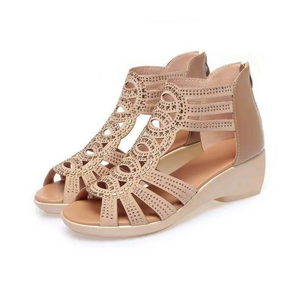 Trendy Wedge Faux Leather Sandals