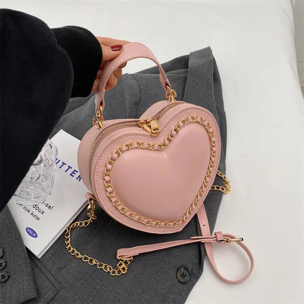 Trendy Fashion Leather Heart Shape Crossbody Bags
