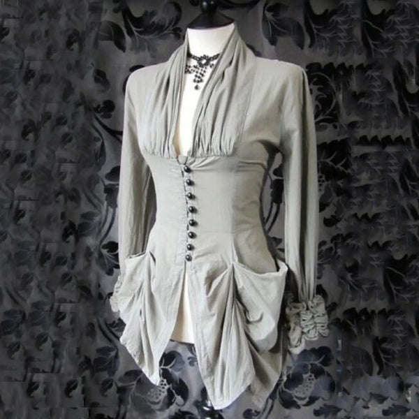 Trendy Gothic Ruffled Medieval Inspired Blouse