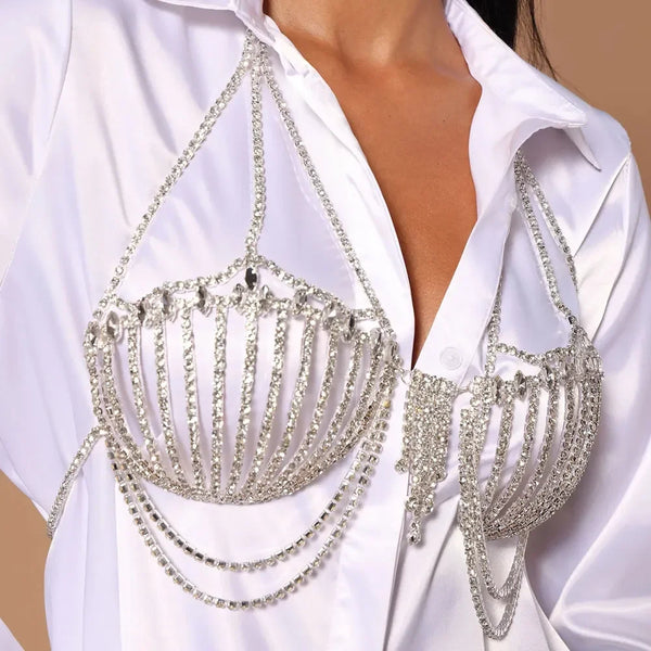 Trendy Rhinestone Bra Chain Body Jewelry - TrendsetterbyTracy Boutique