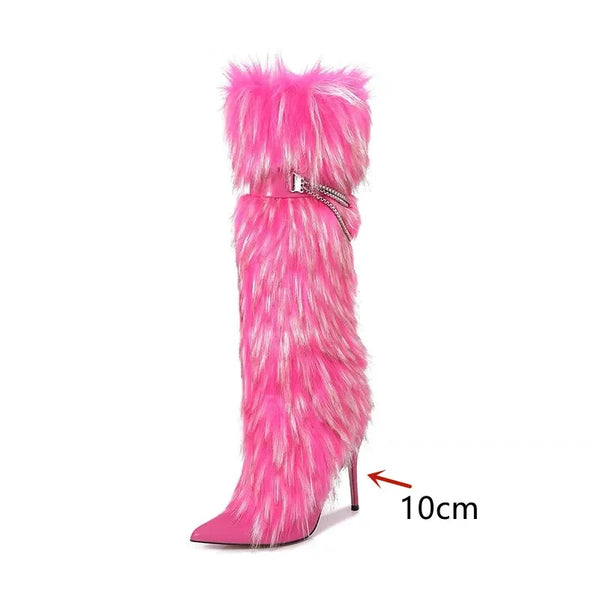 Trendy High Fur Knee Length Sleeve Boots - TrendsetterbyTracy Boutique